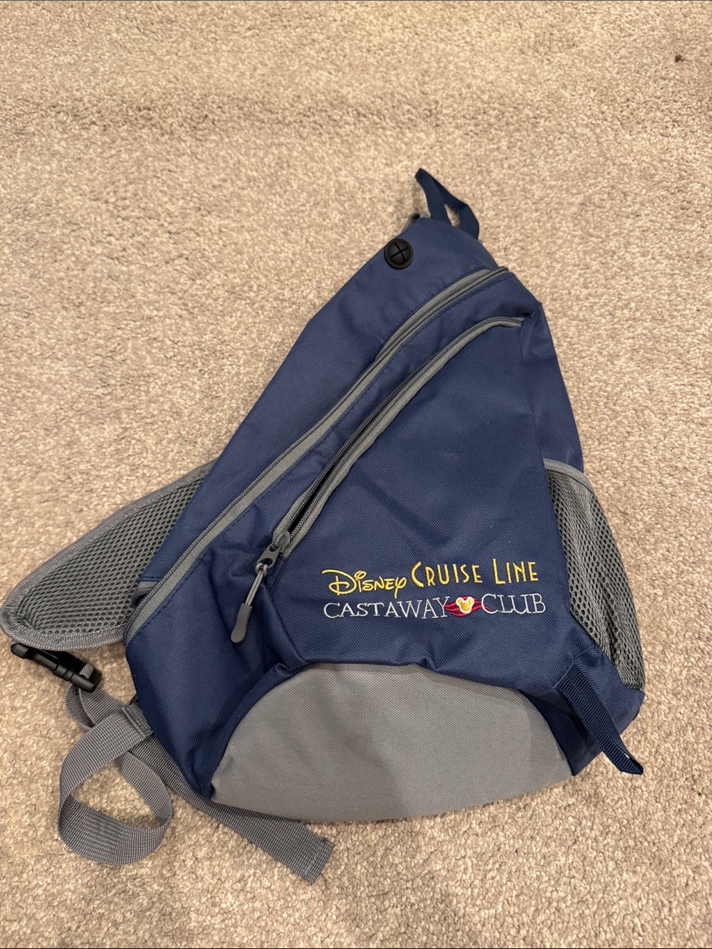 Disney Navy and Gray Castaway Club Sling Bag
